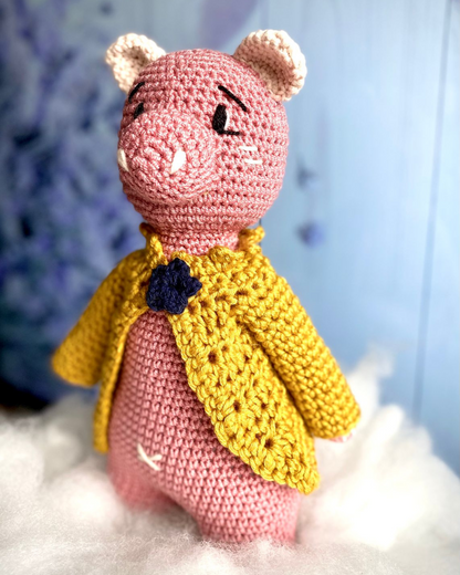 Oliver, cerdito tejido a mano crochet, 30cm