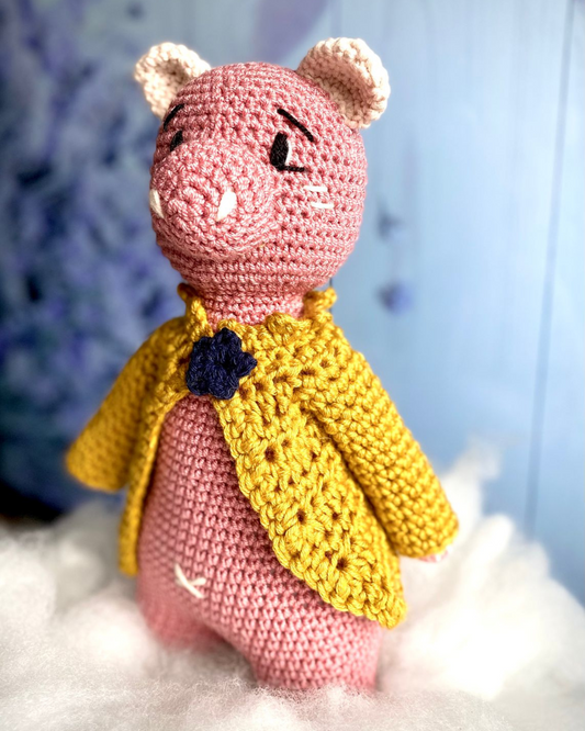Oliver, cerdito tejido a mano crochet, 30cm