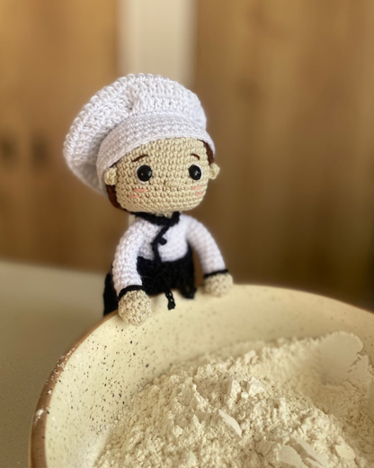 Amigurumi chef, tamaño promedio 22cm