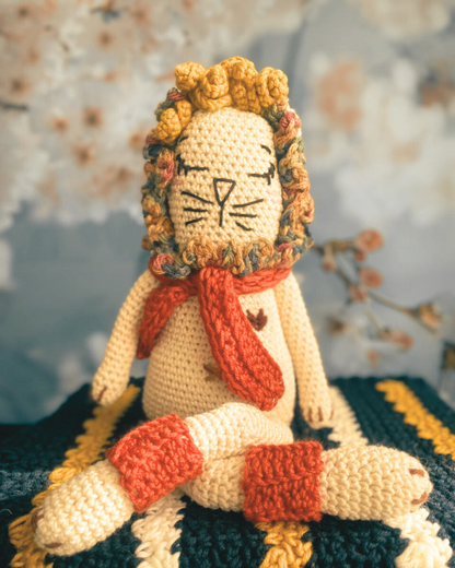 Muñeco de apego Evaristo León , tejido a crochet, 30cm, algodón