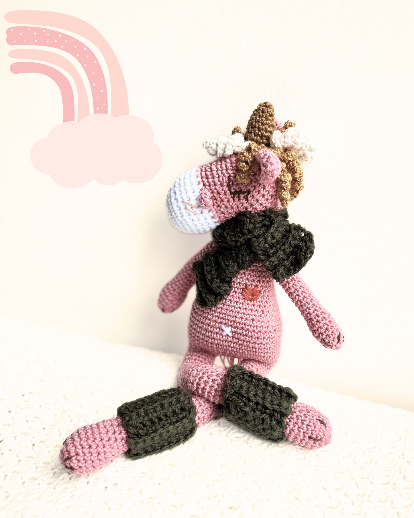 Timotea, la unicornio rosa, patas largas,30cm